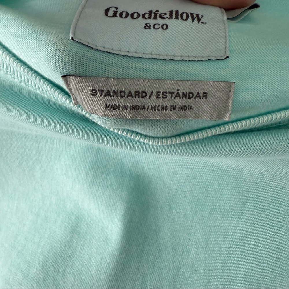 Men’s Goodfellow & Co. Aqua Long Sleeve Crew Neck Tee Chest Pocket Size Medium - Picture 6 of 9